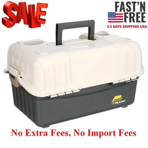 [HOT SALE] Plano 6-Tray Hip Roof Large Tackle Storage Box, Green/Sand, NEW USA