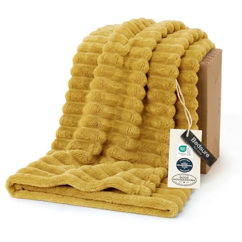 Bedsure GentleSoft Yellow Fleece Blanket for Couch - Cozy Soft Blankets for Women, Cute Small Throws for Girls, 60x80 Inches