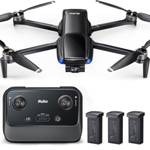 Ruko Drone with 4K UHD Camera for Adults with 3-Axis Brushless Gimbal, 8K Photo, 20000ft Transmission, 96 Mins Flight (3 Batteries), Under 249g FAA-Exempt, GPS Follow, Auto Return, Beginner Friendly