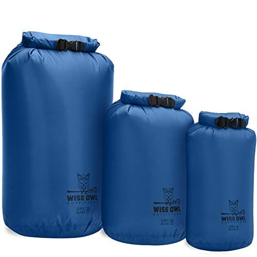 Wise Owl Outfitters Waterproof Dry Bag 3-Pack – Lightweight & Airtight 5L/10L/20L Small & Large Dry Bags for Kayaking, Beach, Travel, Boating, Hiking