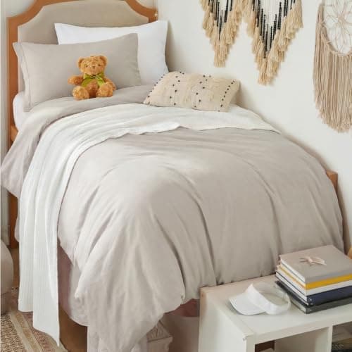 Bedsure Prewashed Twin/Twin XL Duvet Cover, Cotton-Like Bedding Set, Linen