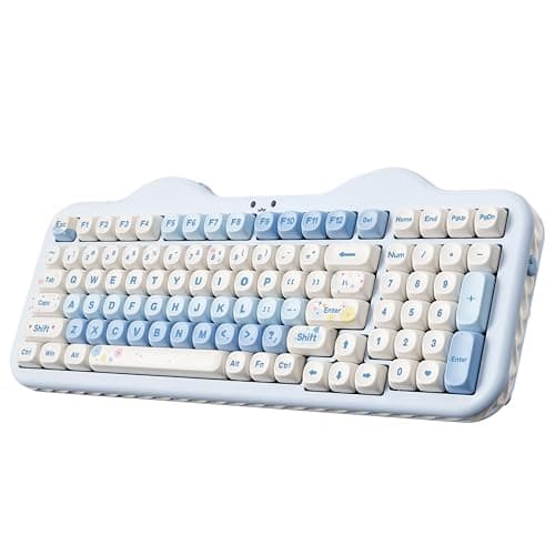 YUNZII C98 Wireless Mechanical Keyboard with Number Pad,98 Key BT5.0/2.4G/USB-C Hot Swap Gasket Mount with PBT MOA Keycaps,Custom RGB,Cute Cake Keyboard for Win/Mac (Blue, Candy Linear Switch)
