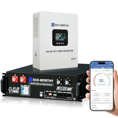 ECO-WORTHY Home Power Station Backup Power,5120Wh LiFePO4 Battery Support Communication,Bluetooth and WiFi,AC 5000W Inverter,1Hr/2.5Hr Fast Charge,for Home Backup,Emergency,Solar System Components