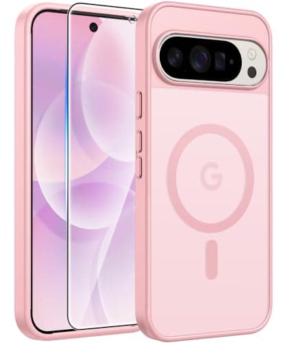 FNTCASE for Google Pixel 10 Pro Case: for Pixel 10 Case [Fit for Magsafe] Translucent Matte Cases with [Screen Protector] Military Grade Shockproof Protective Magnetic Phone Cover (6.3inch - Pink)