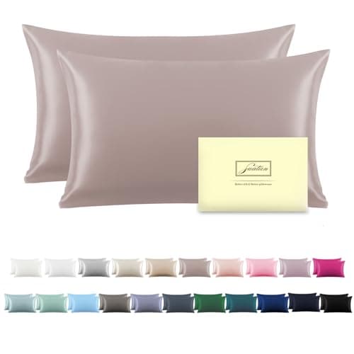 Silk Pillow Cases 2 Pack,Soft Breathable and Sliky Standard Size Pillow Cases Set of 2,Natural Mulberry Silk Pillowcase Set of 2 for Hair and Skin with Hidden Zipper (Lotus Root Pink,20"X 26",2pcs)