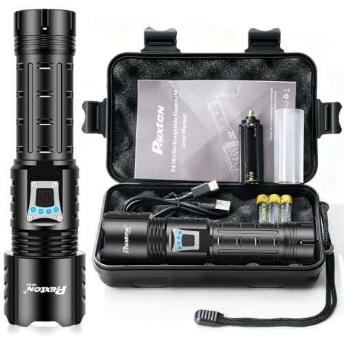 PHIXTON Rechargeable Flashlights High Lumens 100000 Super Bright Long Range 3280FT, Long Lasting 15H Powerful USB C LED Strong Flash Light High Powered, Heavy Duty, Zoomable, for Home Camping Gift