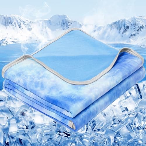 inhand Cooling Throw Blanket (50"x60"), Cooling Blankets for Hot Sleepers, Absorbs Heat to Keep Adults Cool for Summer Nights Sweats, Thin Cold Lightweight Blanket for Couch Bed, Blue