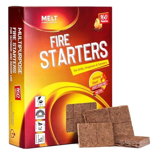 Fire Starter Squares, 160 Count, Campfire, Charcoal Grill & Wood Stove