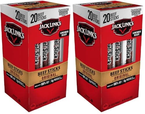 Jack Link's Beef Sticks, Original - Protein Snack, Meat Stick with 6g of Protein, Meat Snack Sticks Made with 100% Beef, Keto Friendly, Individually Wrapped - 0.92 Oz. (20 Count) (Pack of 40)